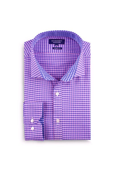 Pink & Blue luxury oxford gingham check men's smart casual shirt