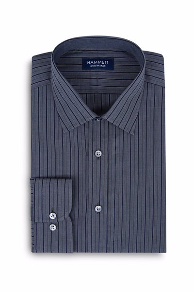 Cotton Men's Shirt | Grey & Black Narrow Stripe Stretch Shirt Hammett Shirts Cotton Men's Shirt | Grey & Black Narrow Stripe Stretch Shirt Hammett Shirts