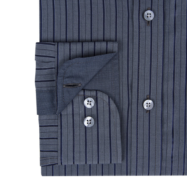 Cotton Men's Shirt | Grey & Black Narrow Stripe Stretch Shirt Hammett Shirts Cotton Men's Shirt | Grey & Black Narrow Stripe Stretch Shirt Hammett Shirts