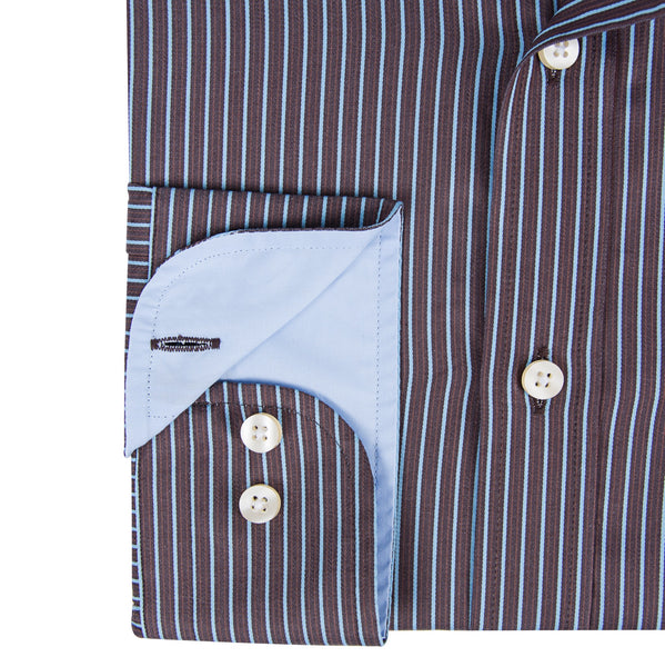 Brown & Blue Finest Twill Stripe Men's Shirt