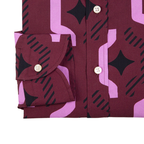 The STOCKHOLM - Men's Dark Burgundy Geo Print Shirt