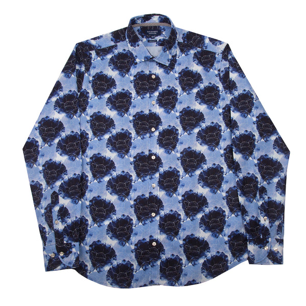 The GIRONA Men's Floral Print Blue Shirt