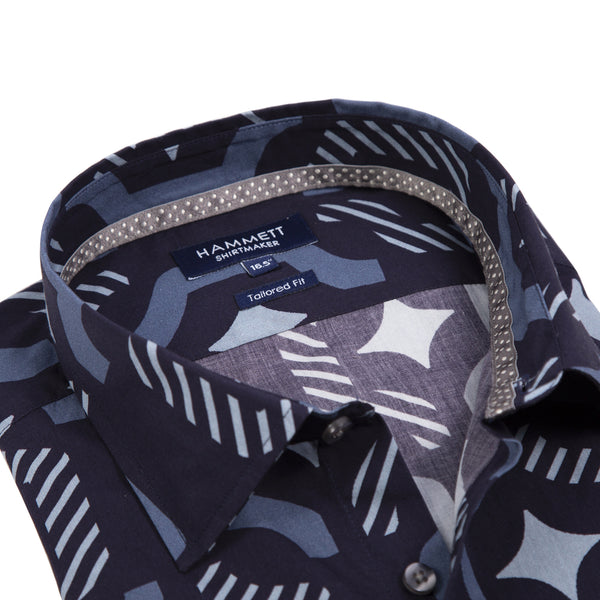 The CADIZ Men's Navy Geo Print Shirt