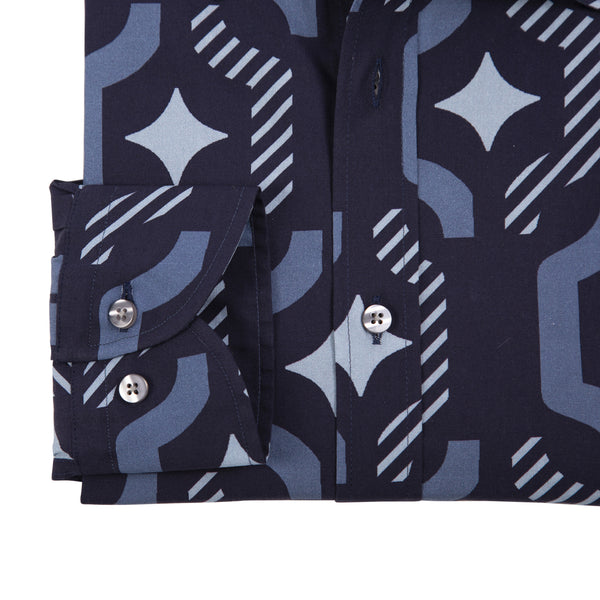 The CADIZ Men's Navy Geo Print Shirt