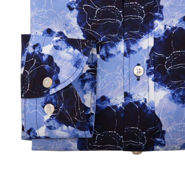 The GIRONA Men's Floral Print Blue Shirt