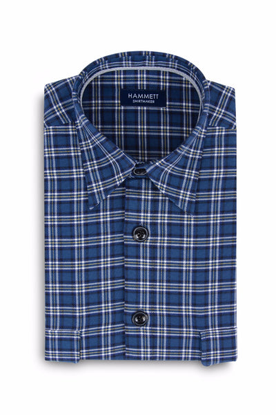 Blue Heavy Twill Check Men's Overshirt