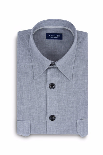 Pale Grey Marl Flannel Overshirt