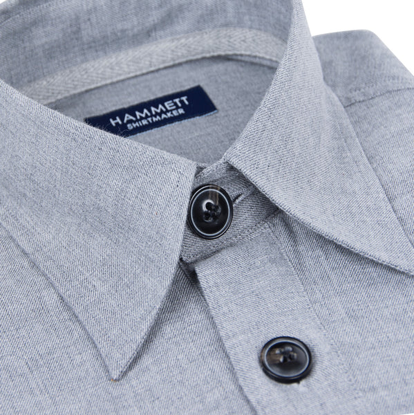 Pale Grey Marl Flannel Men's Overshirt