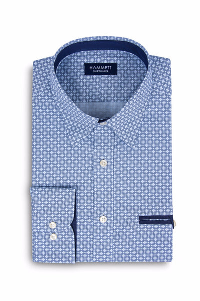 Blue Chain Link Print Smart Casual Men's Shirt