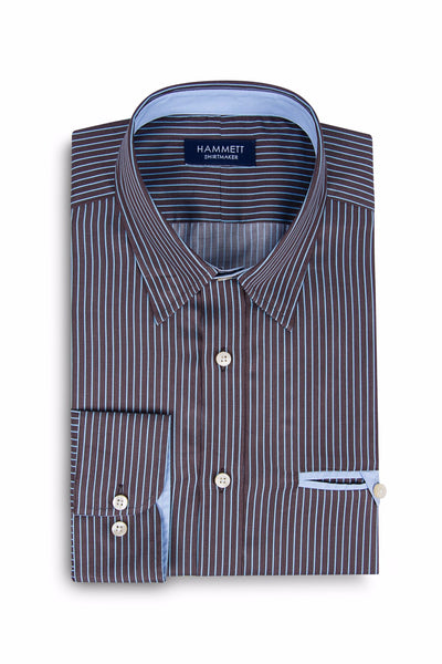 Brown & Blue Finest Twill Stripe Men's Shirt