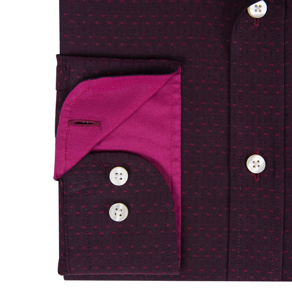 Two Tone Burgundy & Pink Dot Weave Men's Shirt