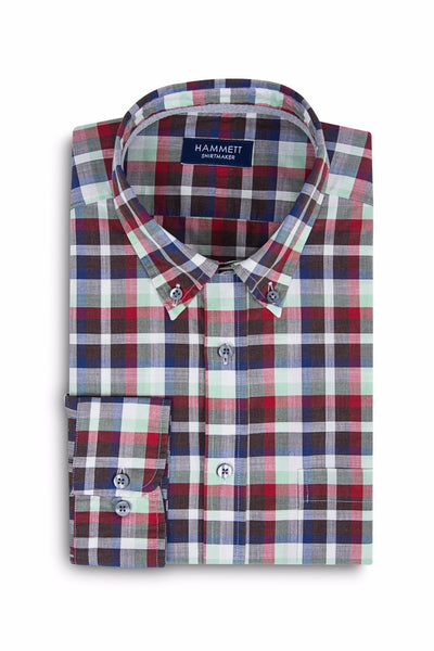 Multi Colour Poplin Check Casual Men's Shirt