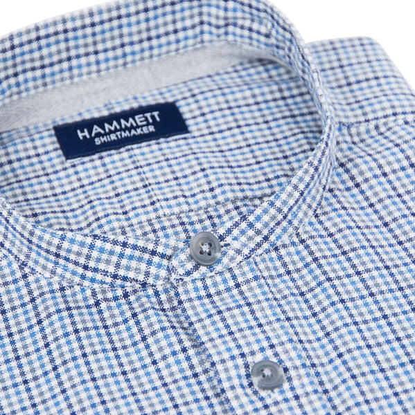 Blue & Grey Soft Oxford Mini Check Men's Shirt