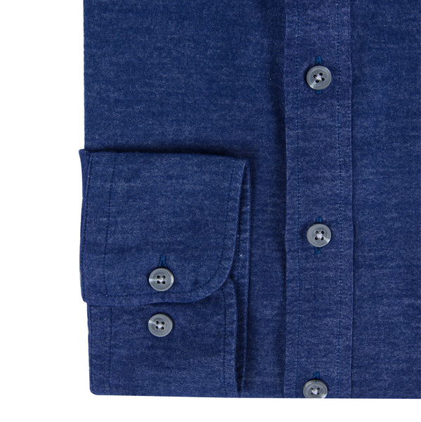 Navy Blue Brushed Cotton Casual Men's Shirt