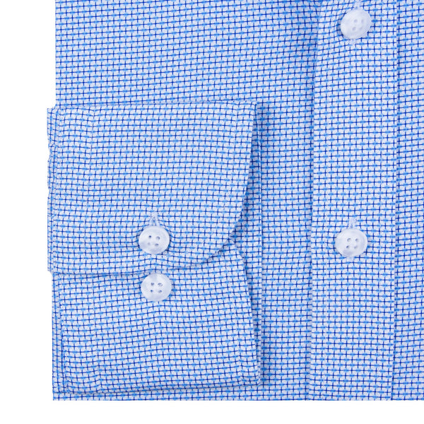 Micro Motif Blue Print Smart Casual Men's Shirt