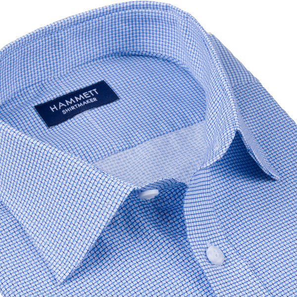 Micro Motif Blue Print Smart Casual Men's Shirt