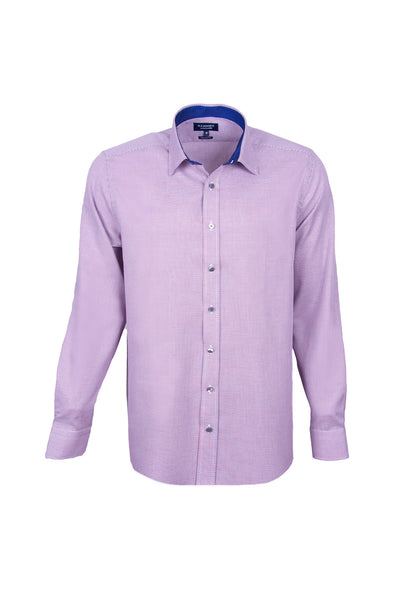 Red & Blue Micro Weave Design Smart Casual Men's Shirt