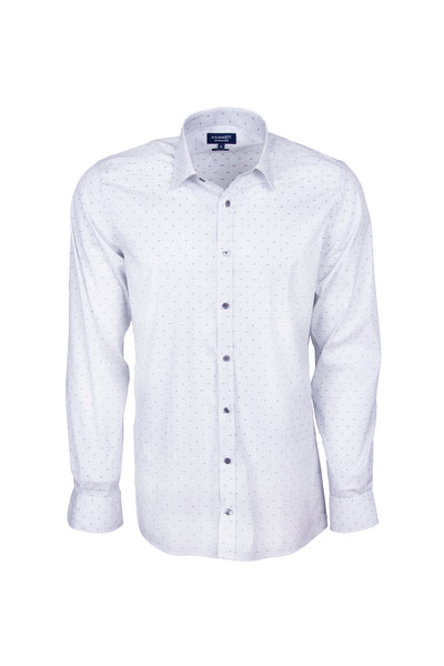 Spot & Fine Stripe White Stretch Cotton Men's Shirt