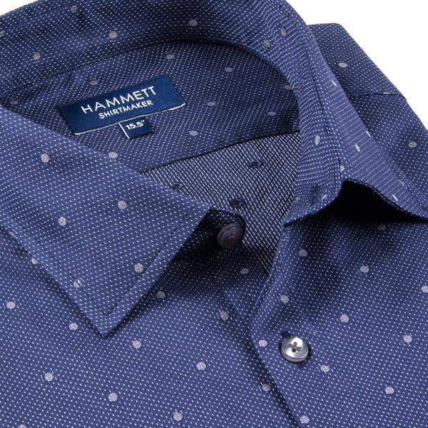 Navy Blue With Grey Spot Tailored Fit Men's Shirt