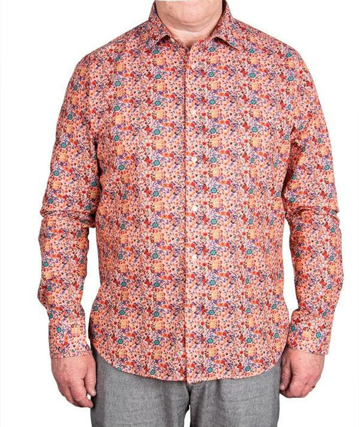 Colourful Floral Print Tailored Fit Men's Shirt