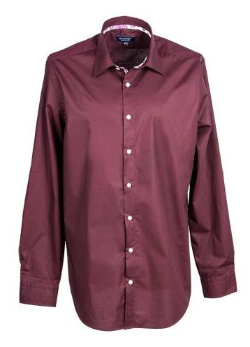 Dark Red Men's Shirt With Paisley Print Contrast Detail