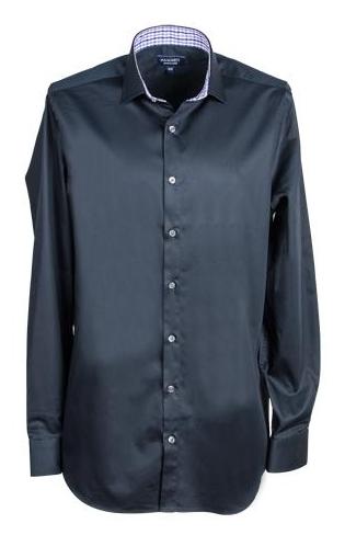 Navy Fine Poplin Men's Shirt With Designer Contrast Detail