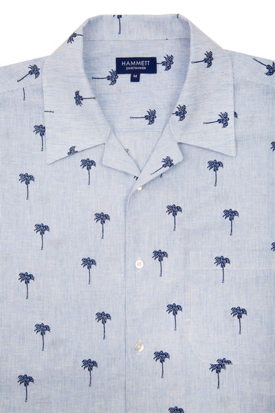 The DUBAI men's blue palm shirt