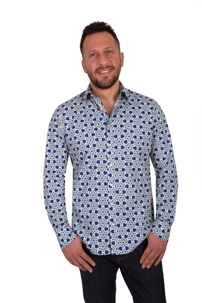 The SANTORINI men's floral mosaic shirt