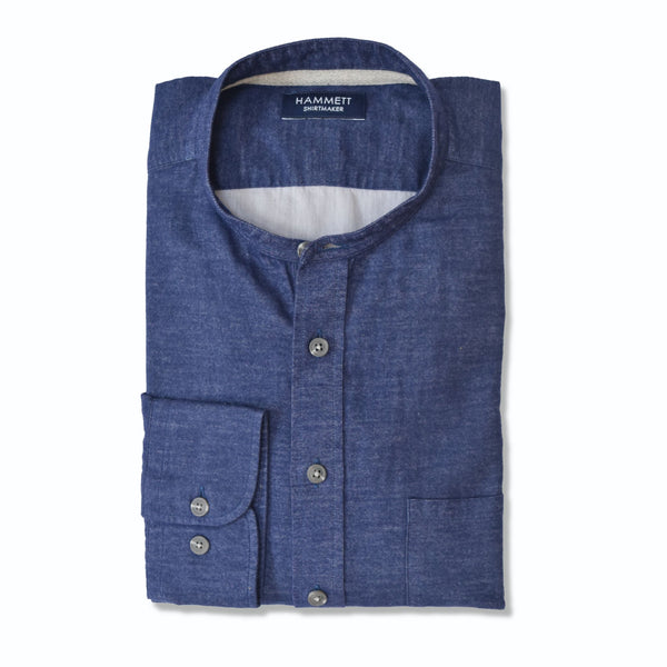 Navy Blue Brushed Cotton Casual Men's Shirt