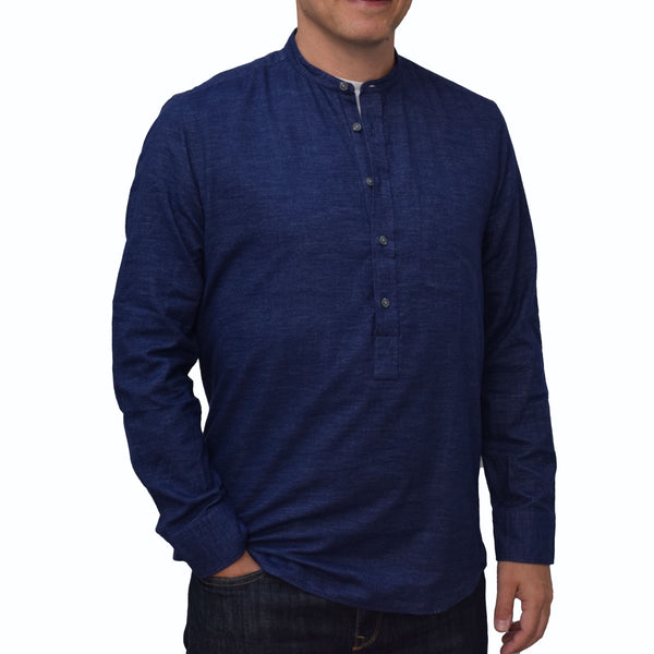 Navy Blue Brushed Cotton Casual Men's Shirt