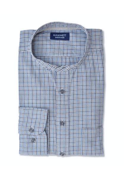Blue & Grey Soft Oxford Mini Check Casual Men's Shirt