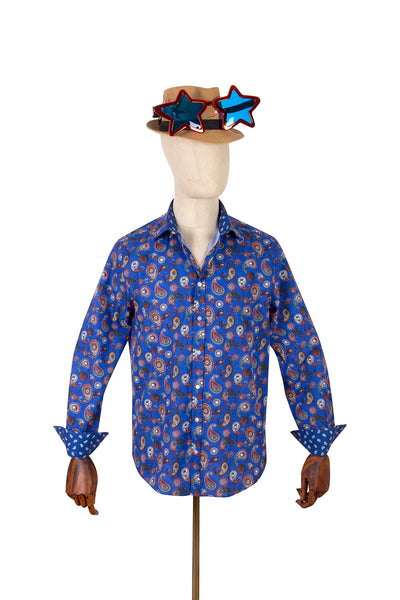 Mens blue paisley print shirt