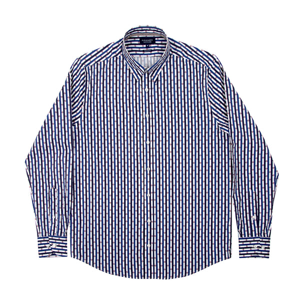 Men's blue and white lifebuoy stripe shirt